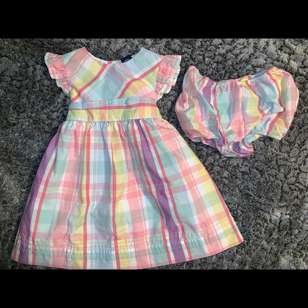 Chaps 24 month plaid pastel dress